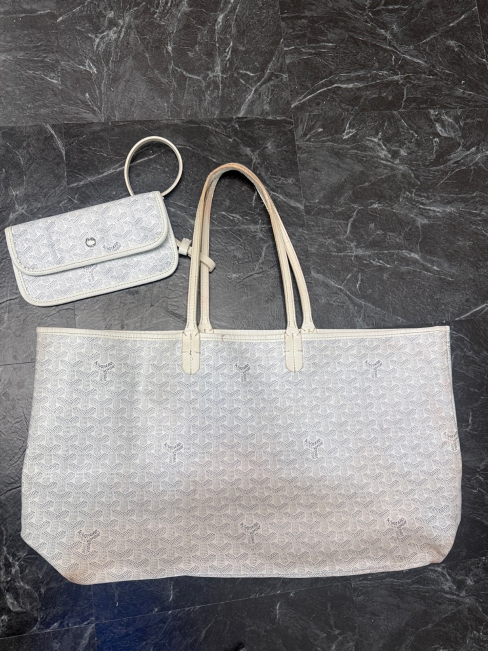 Goyard bag with detachable wristlet